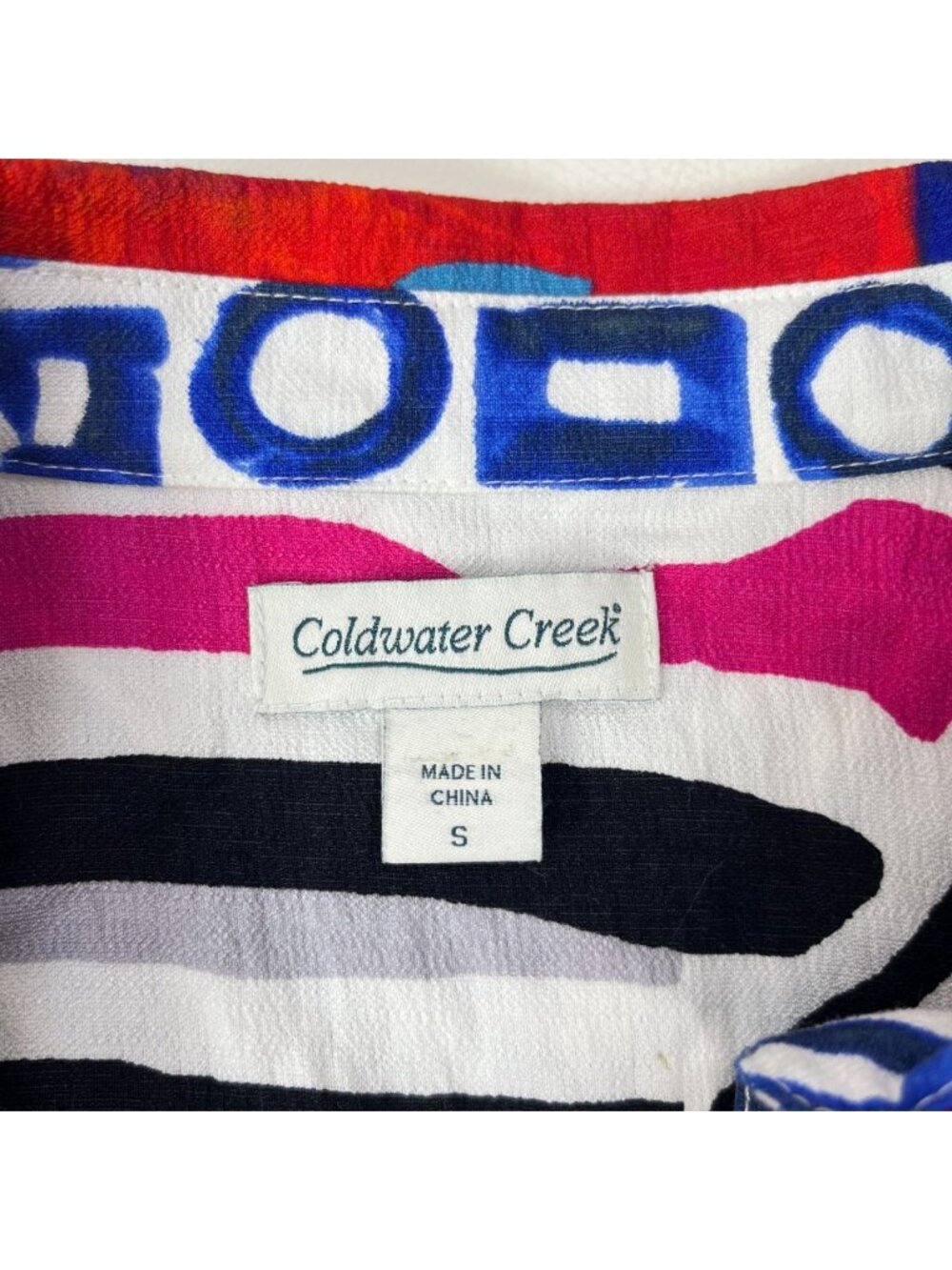 NWOT Coldwater Creek Multicolor Rayon Blend Long-Sleeved Blouse Shirt Size S - Picture 10 of 13